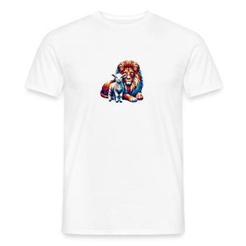 Vêtements Chrétiens Lion Et Agneau - T-shirt homme - blanc - Devant - AI Model Male 178 dark (178cm)