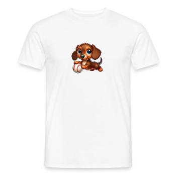 Süßer Dackel Baseball Sport - Männer T-Shirt - Weiß - Vorne - AI Model Male 178 dark (178cm)