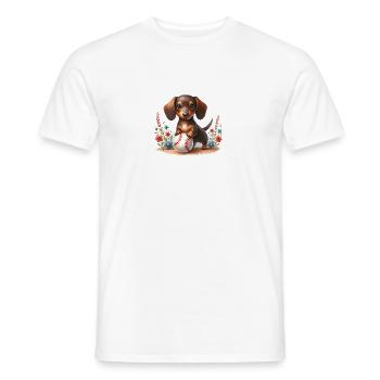 Süßer Dackel mit Baseball Humor - Männer T-Shirt - Weiß - Vorne - AI Model Male 178 dark (178cm)