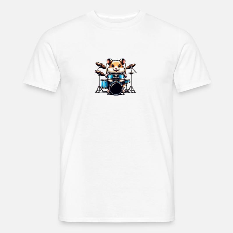 Hamster Drummer Rockt Mit Drumsticks - Männer T-Shirt - Weiß