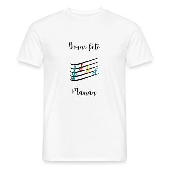 BONNE FÊTE MAMAN. MAMAN. FÊTE DES MÈRES. FÊTE - T-shirt homme - blanc - Devant - AI Model Male 178 dark (178cm)