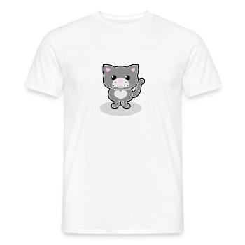 chat doux - T-shirt homme - blanc - Devant - AI Model Male 178 dark (178cm)