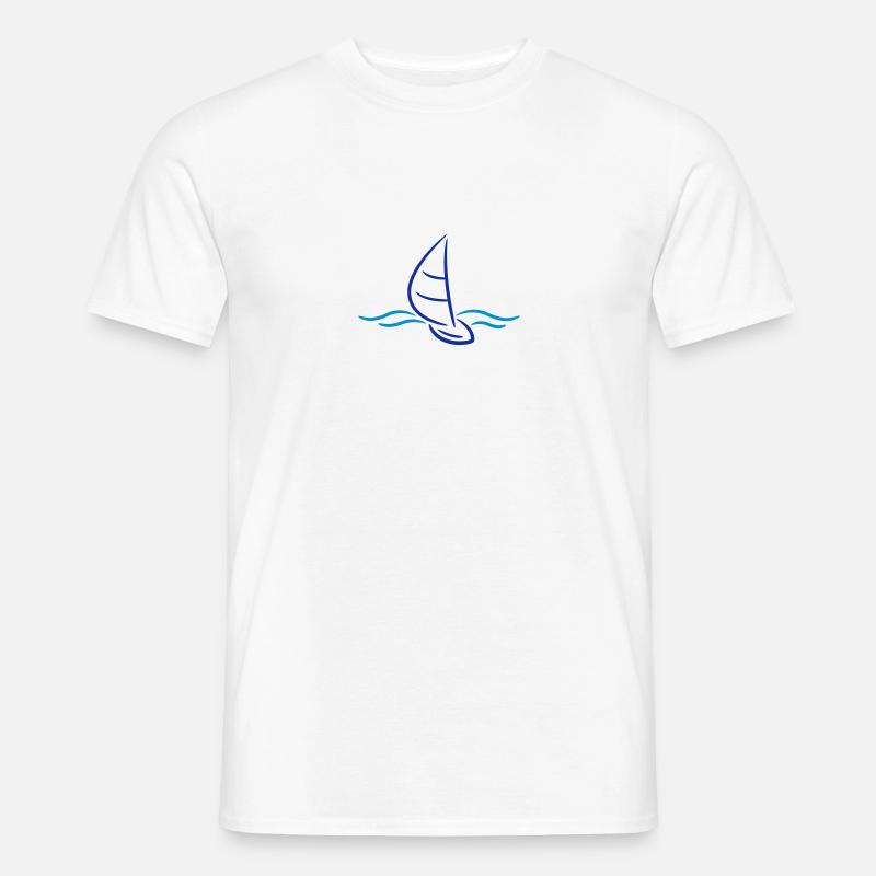 Sailing Boad And Waves Logo - T-shirt homme - blanc