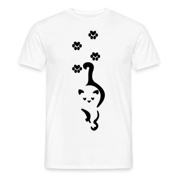 Chat avec empreintes de pattes - T-shirt homme - blanc - Devant - AI Model Male 178 dark (178cm)