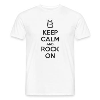 Keep Calm and Rock On - Men's T-Shirt - white - Front - AI Model Male 178 dark (178cm)