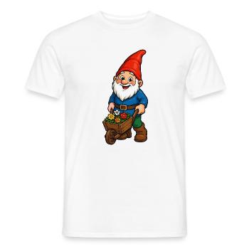 Zwerg mit Blumenwagen - Männer T-Shirt - Weiß - Vorne - AI Model Male 178 dark (178cm)