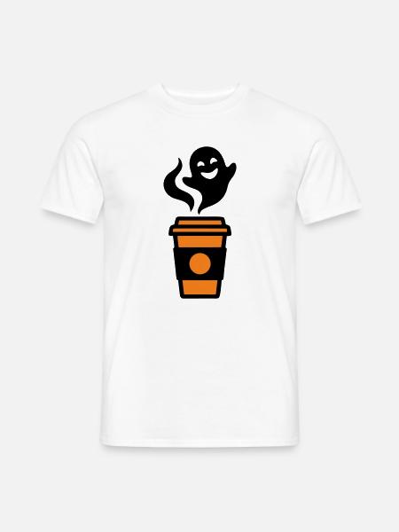 Kaffeebecher Geist Halloween Logo - Männer T-Shirt - Weiß