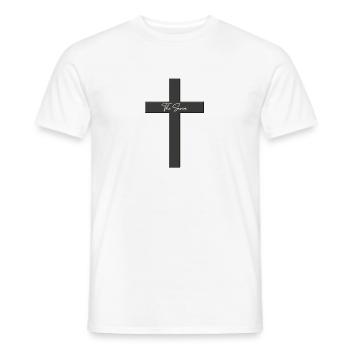 Jesus cross - Jesus the savior! Christian clothing - Men's T-Shirt - white - Front - AI Model Male 178 dark (178cm)