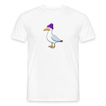 Comic Seagull Violet Bonnet Laine Chapeau Hiver Hambourg - T-shirt homme - blanc - Devant - AI Model Male 178 dark (178cm)