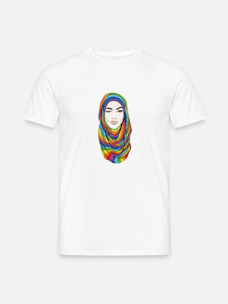 Woman with Rainbow Hijab - Männer T-Shirt - Weiß