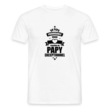 un papa formidable donne un papy exceptionnel - T-shirt homme - blanc - Devant - AI Model Male 178 dark (178cm)
