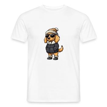 Golden Retriever Hund Winter Comic Lustig - Männer T-Shirt - Weiß - Vorne - AI Model Male 178 dark (178cm)