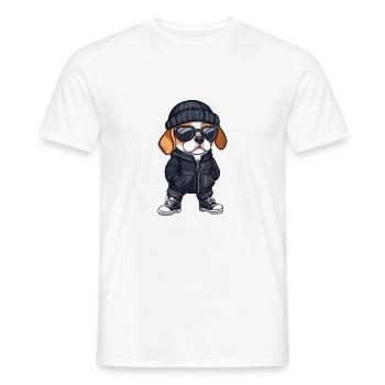 Beagle Hund Winter Comic - Männer T-Shirt - Weiß - Vorne - AI Model Male 178 dark (178cm)