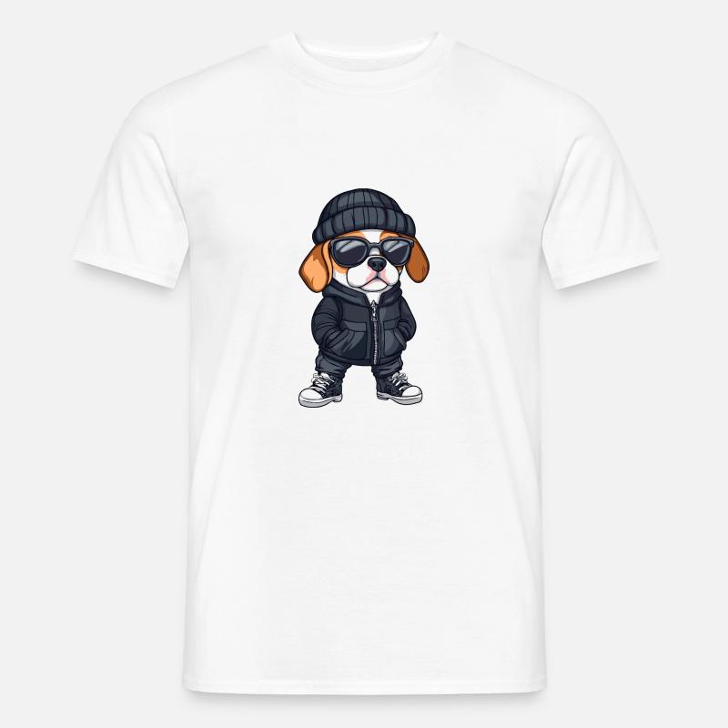 Beagle Hund Winter Comic - Männer T-Shirt - Weiß