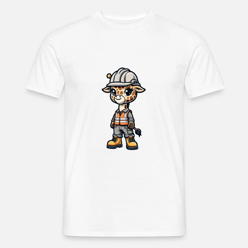 Cute Giraffe Construction Worker - Männer T-Shirt - Weiß