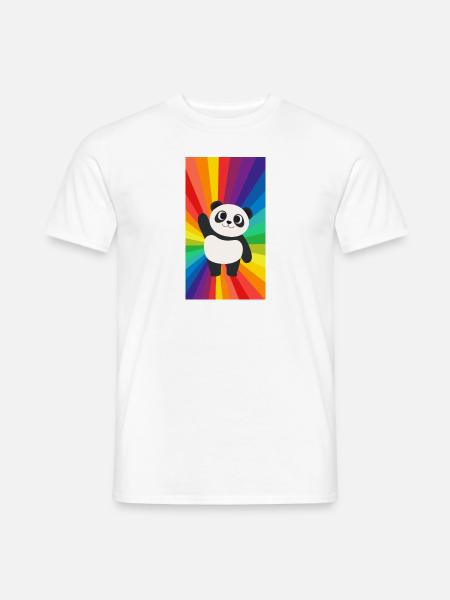 Süsser Panda auf Regenbogen Farben queer Geschenk - Männer T-Shirt - Weiß