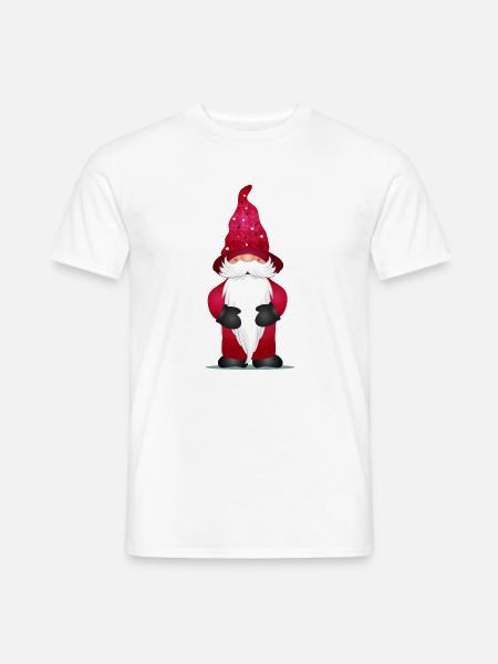 Kleiner Wichtel in Rot – Magischer Begleiter - Männer T-Shirt - Weiß