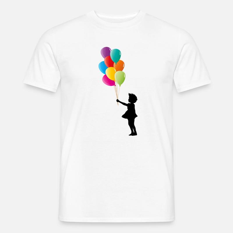 Mädchen mit bunten Luftballons - Männer T-Shirt - Weiß