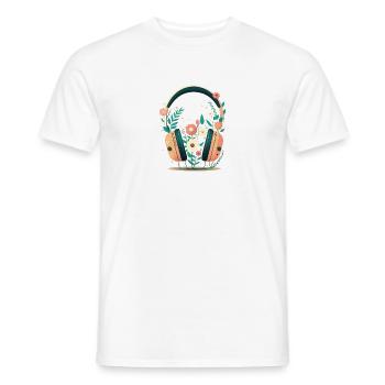 The new Flower Headset 1 - Men's T-Shirt - white - Front - AI Model Male 178 dark (178cm)