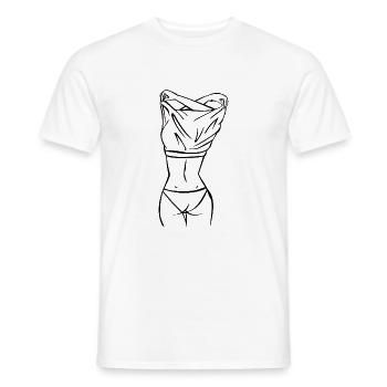 Frau von hinten beim ausziehen mit Bikini. - Männer T-Shirt - Weiß - Vorne - AI Model Male 178 dark (178cm)