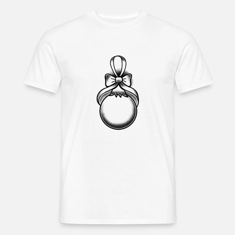 Dunkle Weihnachtskugel im Tattoo-Stil - Männer T-Shirt - Weiß