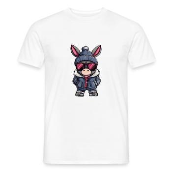 Esel Winter - Männer T-Shirt - Weiß - Vorne - AI Model Male 178 dark (178cm)