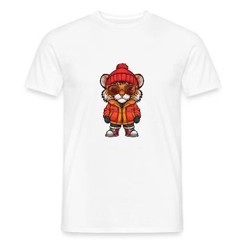 Tiger Winter Comic - Men's T-Shirt - white - Front - AI Model Male 178 dark (178cm)
