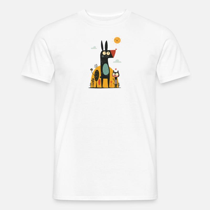 Hund & Katze - Männer T-Shirt - Weiß