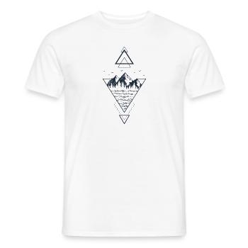 Geometric Design Lake Mountains Nature - Men's T-Shirt - white - Front - AI Model Male 178 dark (178cm)
