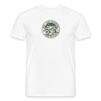 Bike & Camp... Explore the quiet Spots - Männer T-Shirt - Weiß - Vorne - AI Model Male 178 dark (178cm)