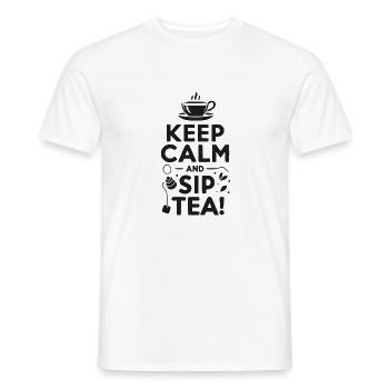 Restez calme et sirotez du thé - T-shirt homme - blanc - Devant - AI Model Male 178 dark (178cm)