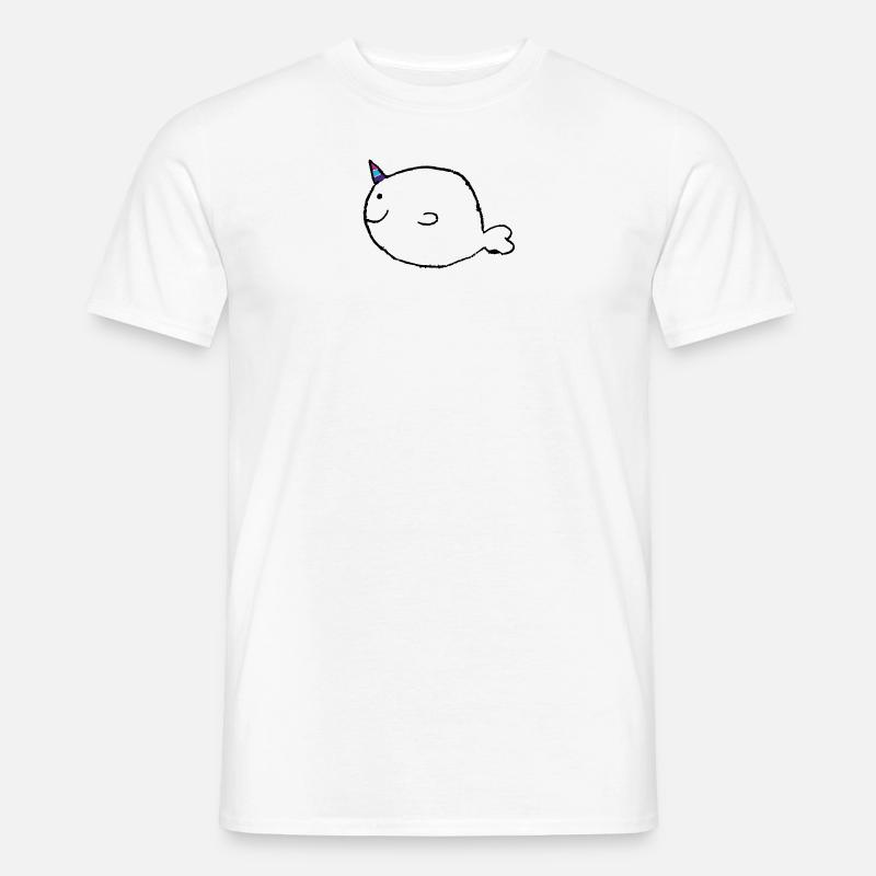 Narwal Rainbow Einhorn - Männer T-Shirt - Weiß