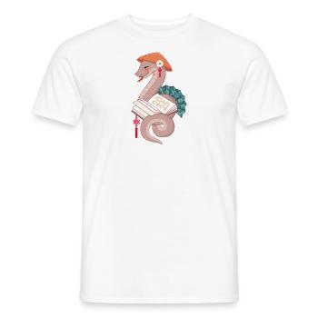 Year of the Snake 2025, Chinese Horoscope, Bed - Men's T-Shirt - white - Front - AI Model Male 178 dark (178cm)