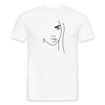Minimalistisches Lineart - Portrait - Männer T-Shirt - Weiß - Vorne - AI Model Male 178 dark (178cm)