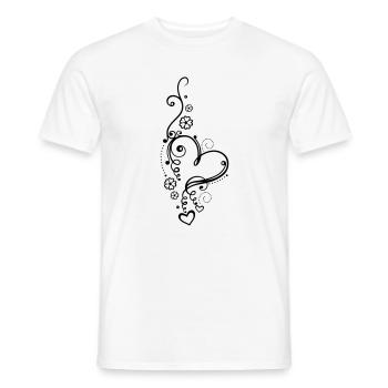 Large heart with small hearts and flowers - Men's T-Shirt - white - Front - AI Model Male 178 dark (178cm)