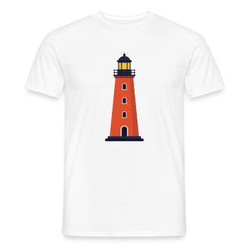 Lighthouse Line Icon Coastal Beacon Vector Symbol  - Men's T-Shirt - white - Front - AI Model Male 178 dark (178cm)