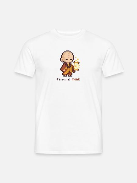 Pixelmönch mit Laterne - Männer T-Shirt - Weiß