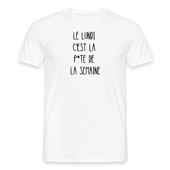 le lundi c'est la p*te de la semaine - T-shirt homme - blanc - Devant - AI Model Male 178 dark (178cm)