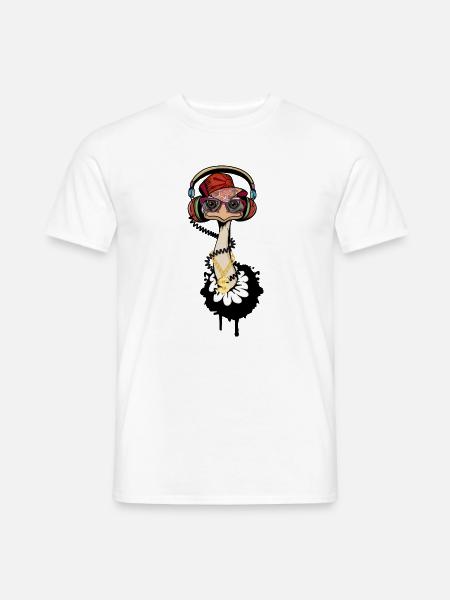 Vogel Strauß im coolen Hip Hop Style - Männer T-Shirt - Weiß