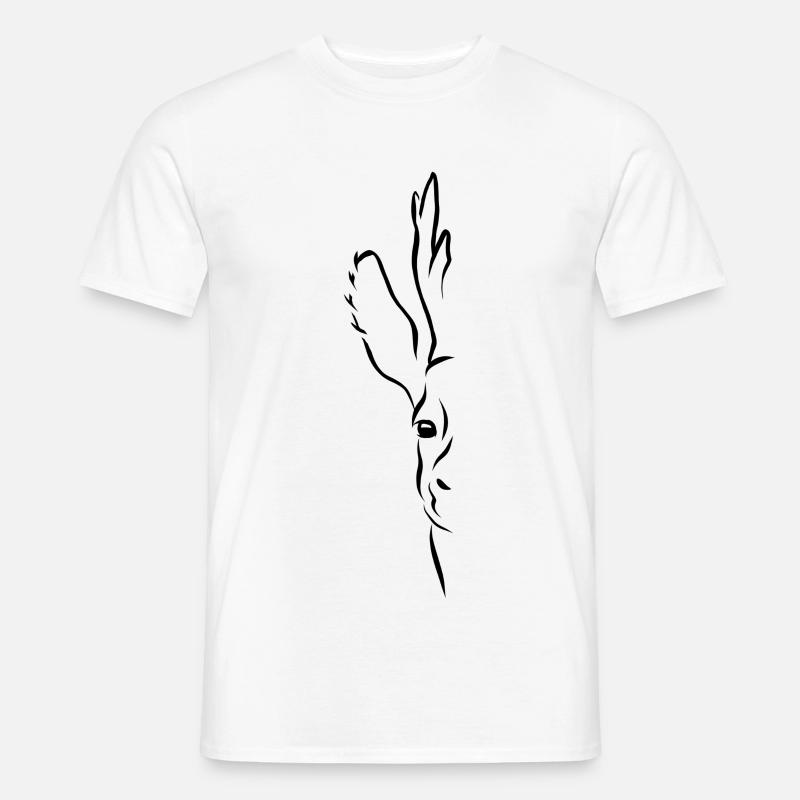Rehbock Halb-Portrait schwarz - Männer T-Shirt - Weiß