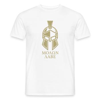Molon Labe Sparta Helmet Come and Get It - Men's T-Shirt - white - Front - AI Model Male 178 dark (178cm)