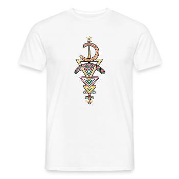 Figure tribale Amazigh géométrique et colorée - T-shirt homme - blanc - Devant - AI Model Male 178 dark (178cm)