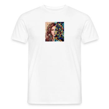 Nature Meets Geometry – Half-Portrait - Men's T-Shirt - white - Front - AI Model Male 178 dark (178cm)