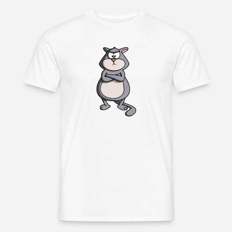 Eingeschnappte Katze mit verschränkten Armen - Männer T-Shirt - Weiß