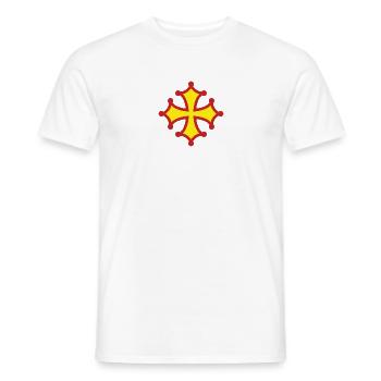 Croix Occitane, Rouge et Jaune - T-shirt homme - blanc - Devant - AI Model Male 178 dark (178cm)