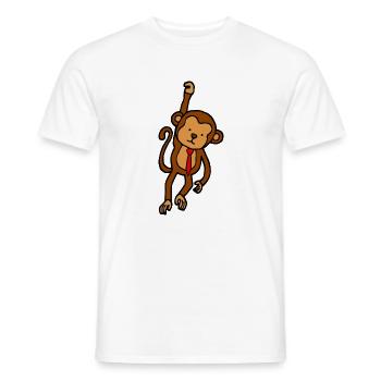 Singe agrafe avec cravate - Singe drôle - T-shirt homme - blanc - Devant - AI Model Male 178 dark (178cm)