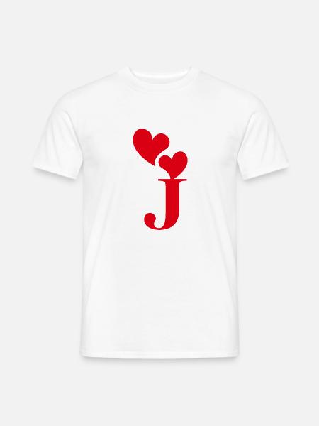 Buchstabe j rotes Herz - Männer T-Shirt - Weiß