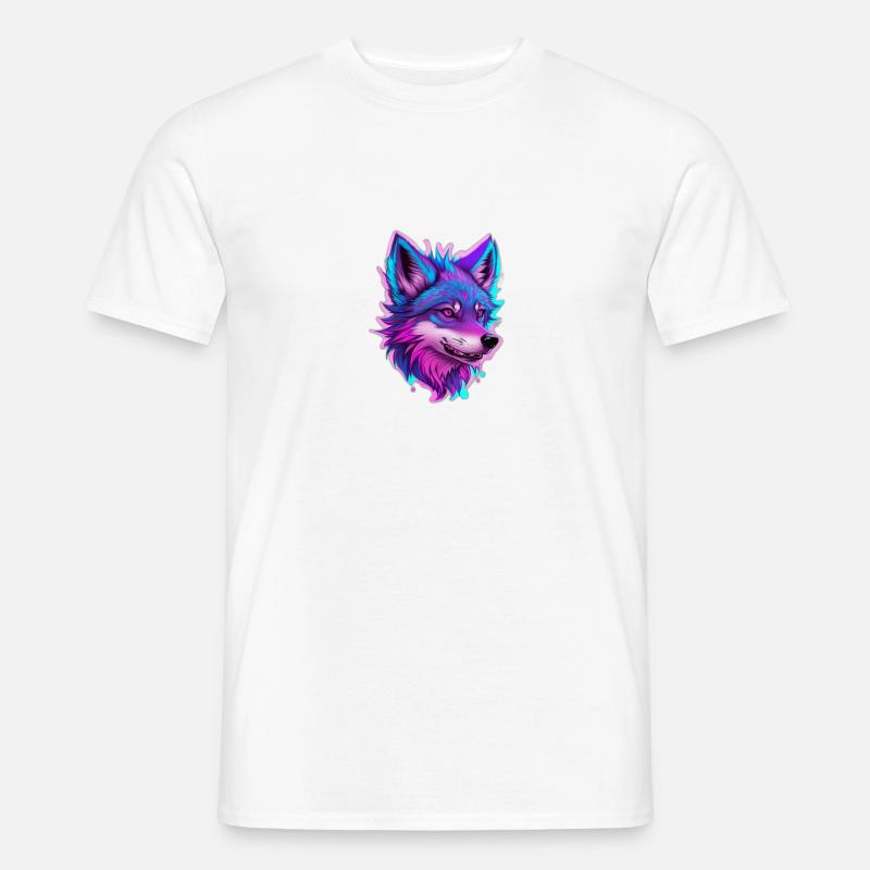 cute wolf head 3 - Männer T-Shirt - Weiß