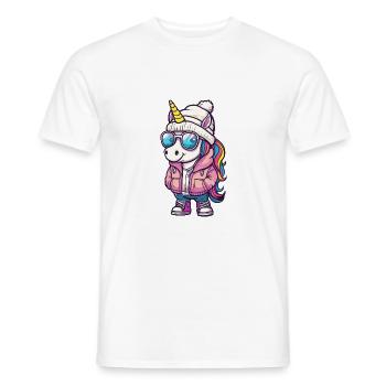 Einhorn Winter - Männer T-Shirt - Weiß - Vorne - AI Model Male 178 dark (178cm)
