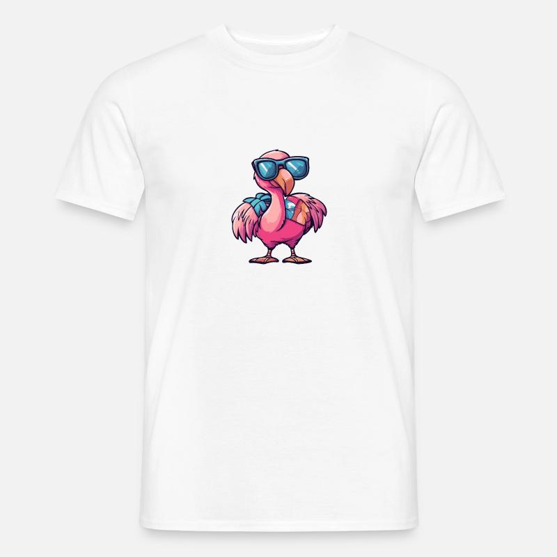 Flamingo Comic Cool Sommer - Männer T-Shirt - Weiß